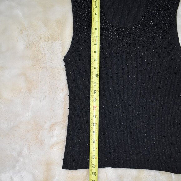 VTG Talk Of The Walk Beaded Sleeveless Sweater Blouse Black Size S M L - Picture 13 of 15